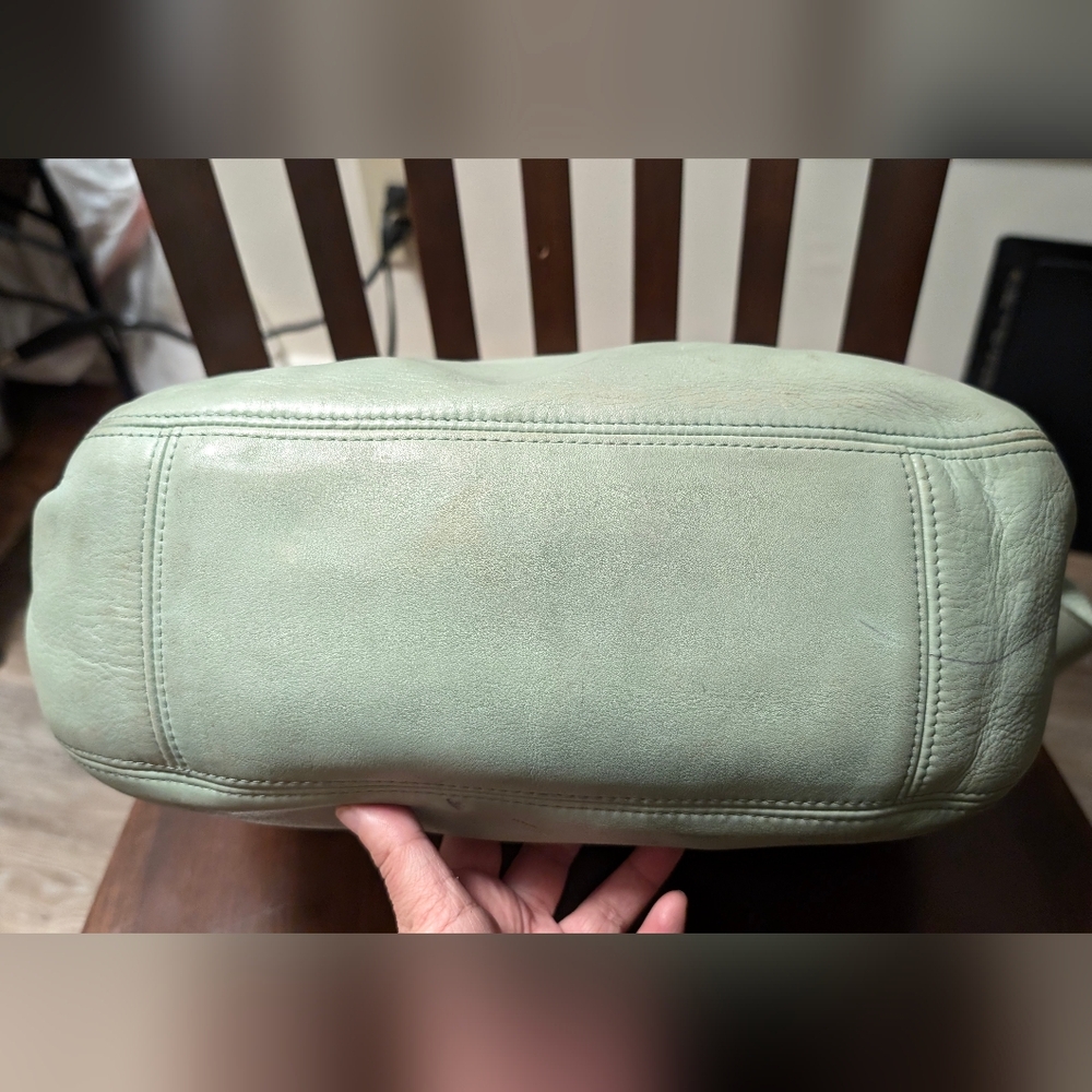 Vintage Coach leather soho zip boho shoulder bag aqua green M6H-4161,made in USA - Picture 9 of 16